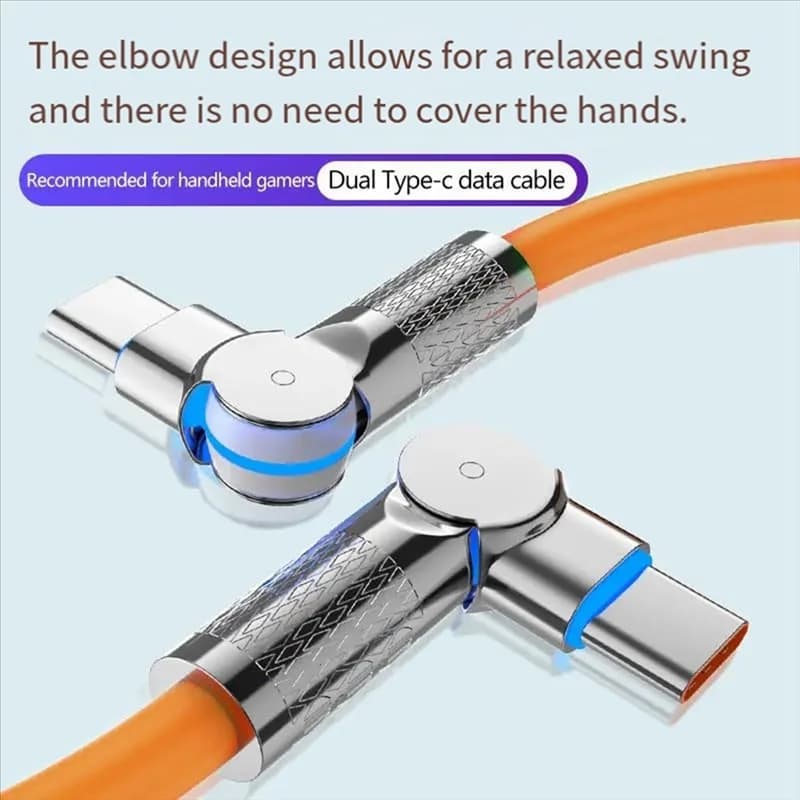 Cavo di ricarica rapido a doppia rotazione Cavo in silicone liquido per caricabatterie da USB C a tipo C per tablet Huawei Samsung Cavo di ricarica per cellulare