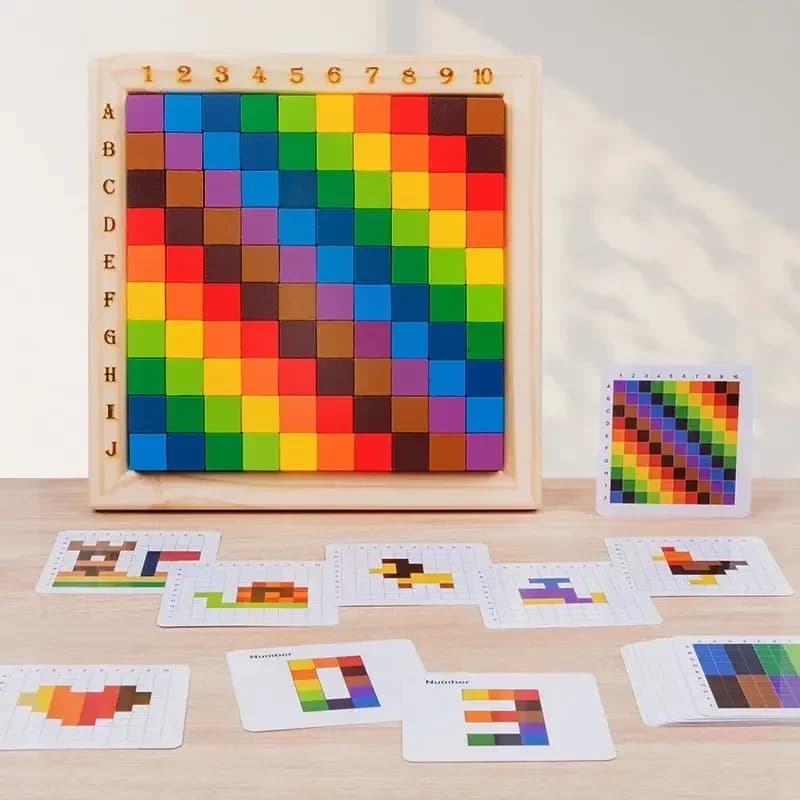 Bambini Conteggio dei colori Blocchi di costruzione Cubo di legno Puzzle Giocattolo 3D Spazio Impilabile Gioco Prescolare Apprendimento precoce Giocattoli Regalo