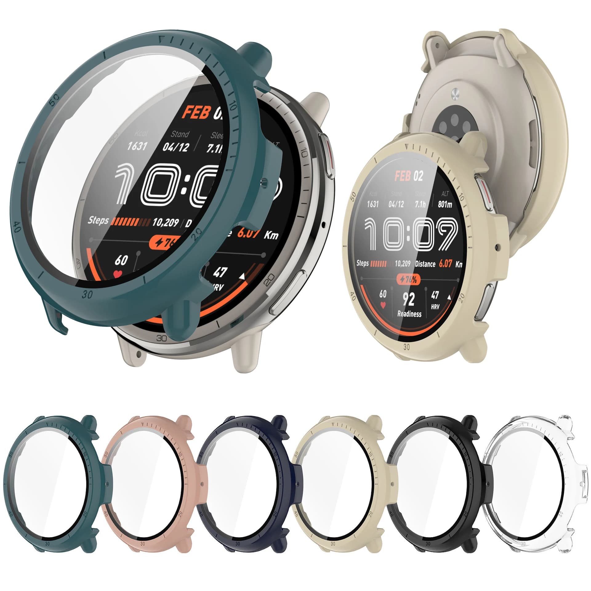 Pellicola protettiva per schermo in vetro con guscio rigido Custodia full frame per Amazfit Active 2 Smart Watch Custodia protettiva Active2 Accessori