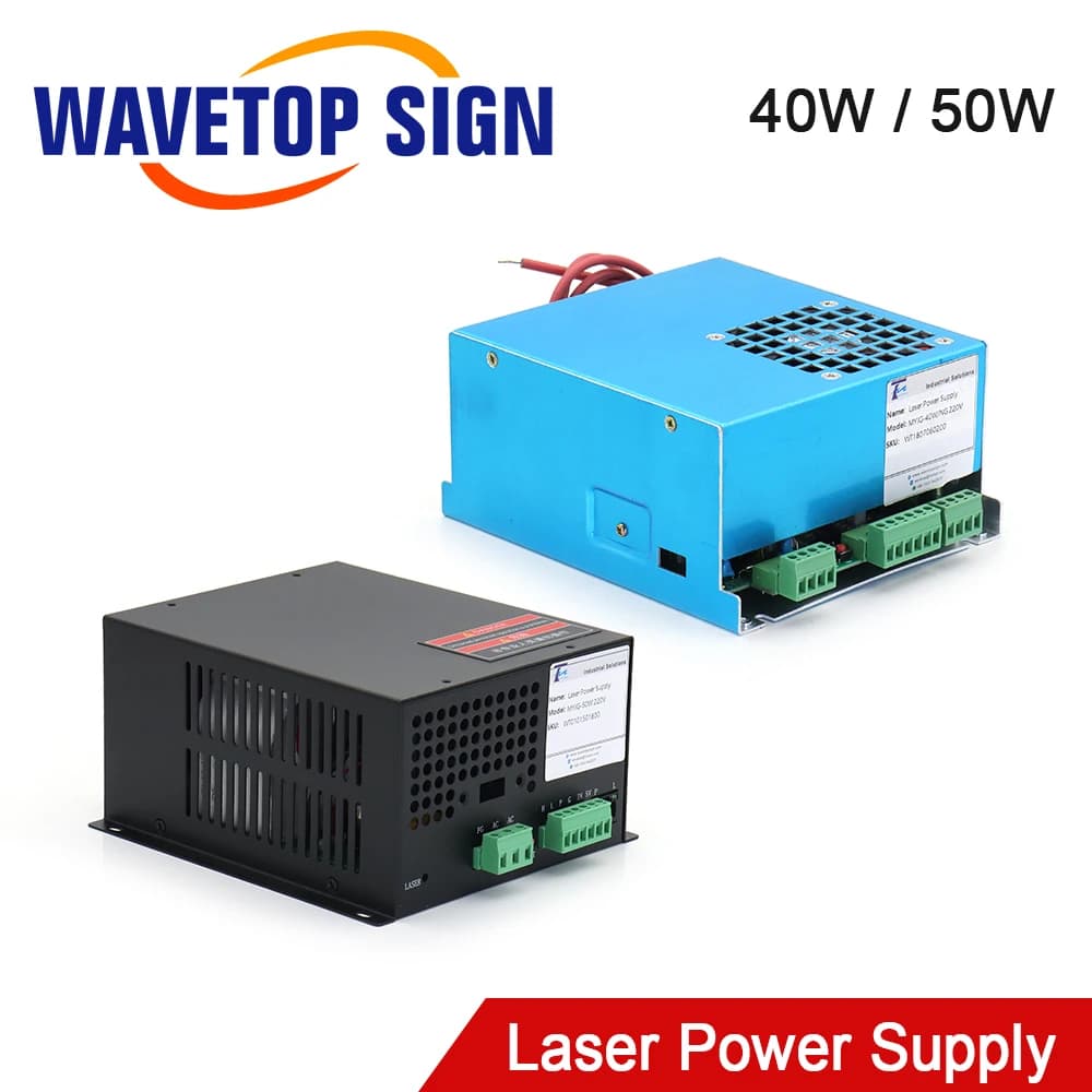 WaveTopSign MYJG-40W Alimentatore laser CO2 MYJG-50W HY-T50W 110 V/220 V Per macchina da taglio per incisione ad alta tensione con tubi laser CO2