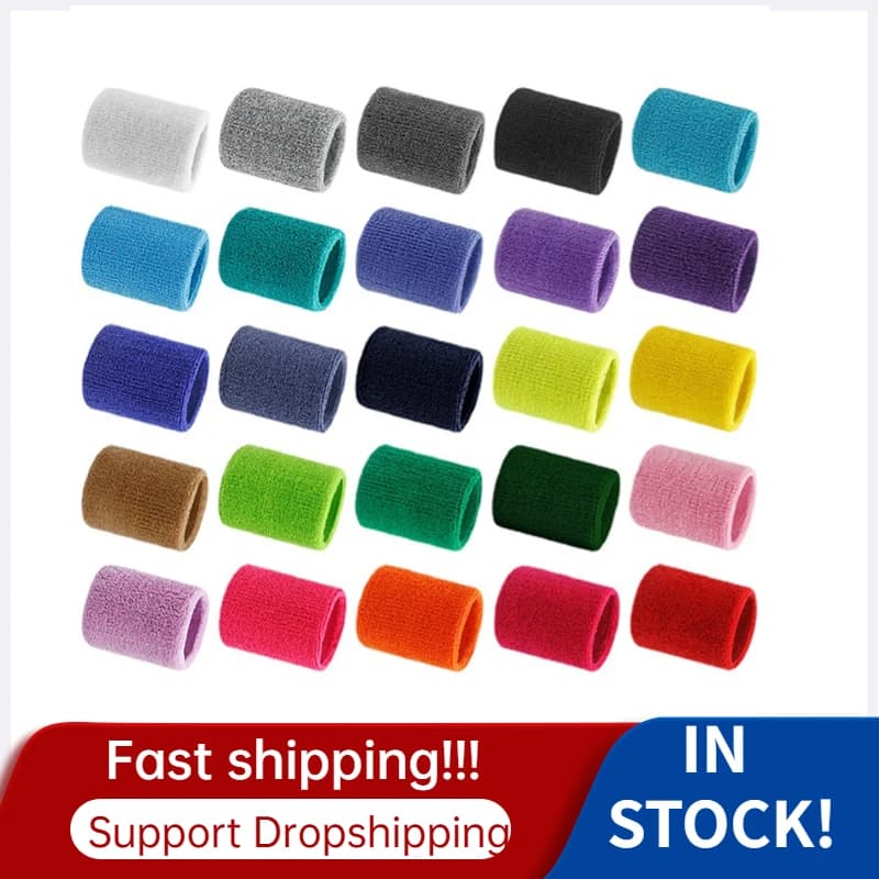 8x8 cm Polso Sweatband Tennis Sport Polsino Pallavolo Palestra Polso Brace Supporto Fascia per il sudore Asciugamano Bracciale Protezione all'ingrosso