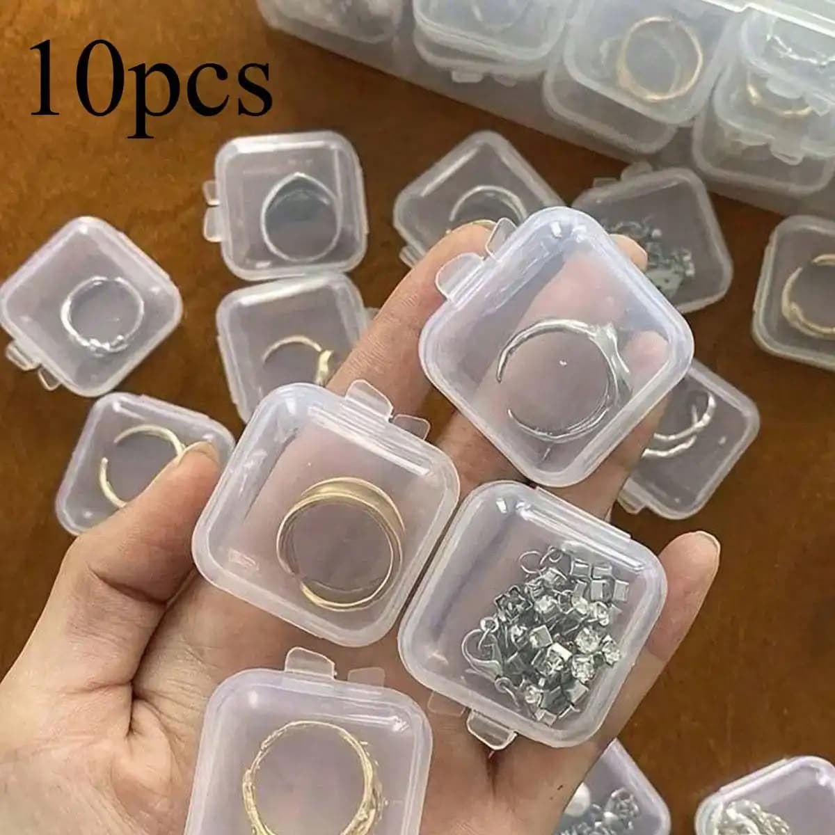 10 Small Plastic Containers with Lids, Transparent Jewelry Storage Box for Storing Earrings, Earrings, Rings, Beads