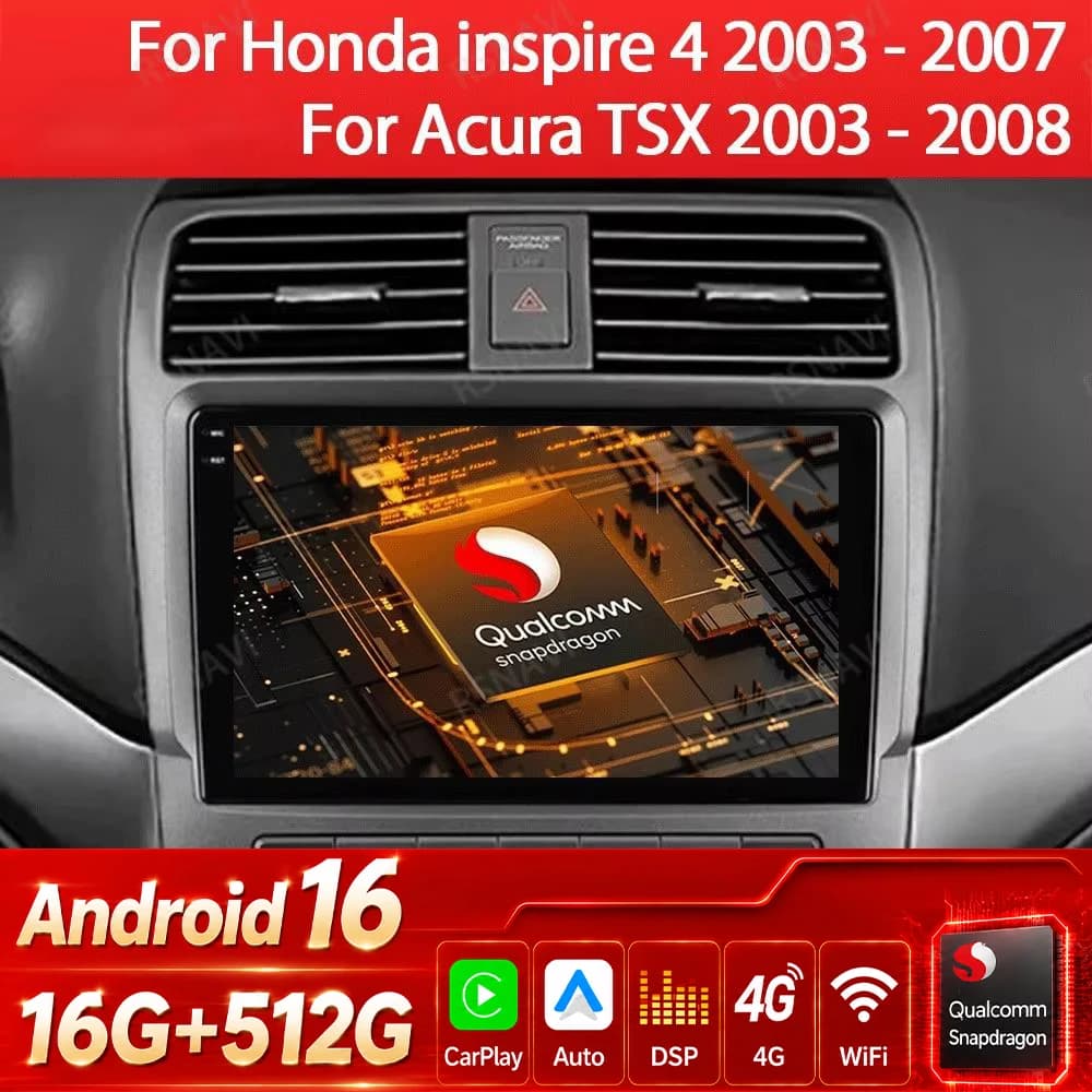 Android 15 Autoradio Per Honda inspire 4 2003 - 2007 Per Acura TSX 2003 - 2008 Lettore Video Multimediale NAVI GPS 4G WIFI QLED DSP