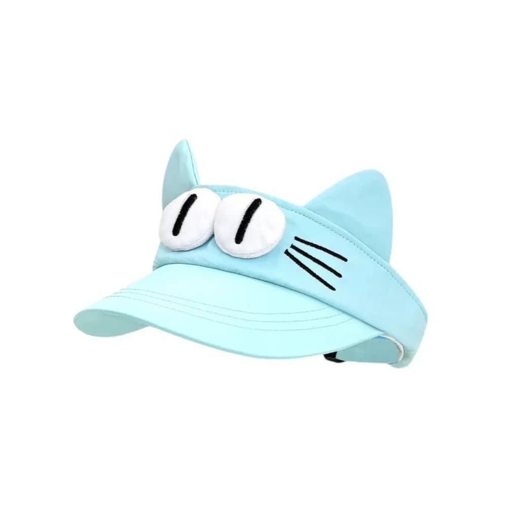 Sun Protection Big Eyes Cat Visor Cap Adorable Quick-drying Fabric Kitty Hollow Hat Funny Creative Cat Ears Sun Hat Hiking