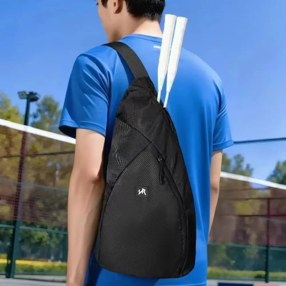 Large Capacity Badminton Racket Bag Side Pocket Lightweight Sports Sling Bag Cross-Body Comfortable Tennis Should Bag