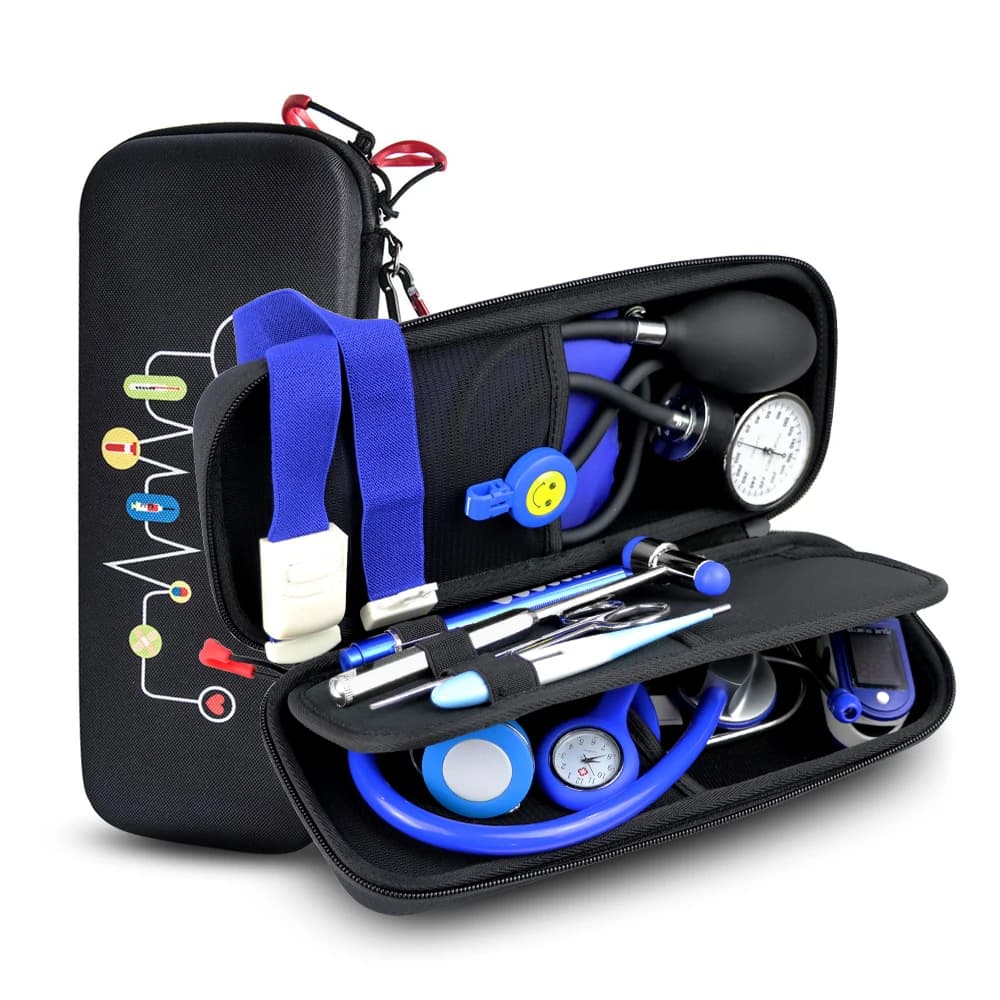 Kit di Pronto Soccorso per Infermieri con Monitor Sanitario, Stetoscopio, Sfigmomanometro, Martello dei Riflessi, Luce Medica B1