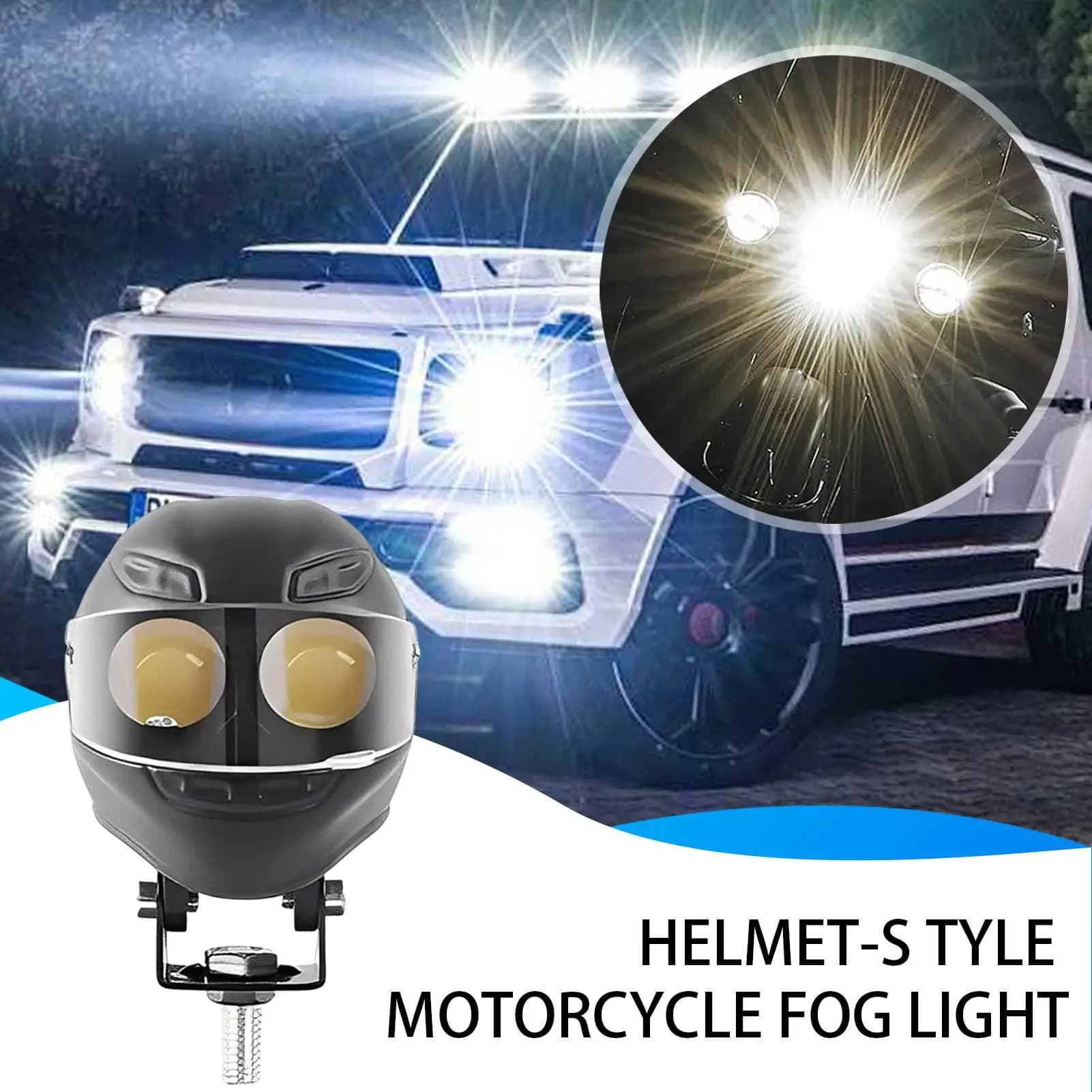 Fendinebbia per moto Lampada a LED impermeabile a forma di casco Doppio colore Flash Luci di guida per moto per touring su strada all'aperto