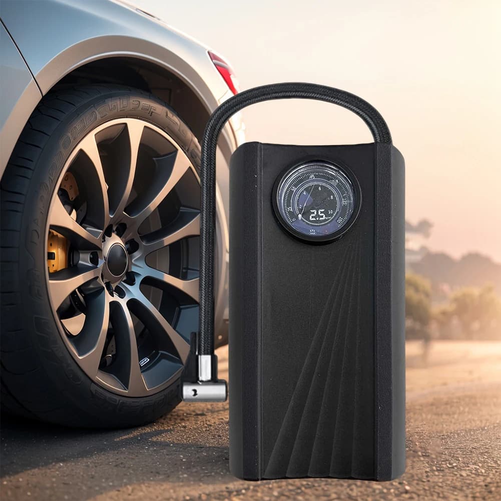 Compressore d'Aria Elettrico Portatile per Pneumatici Auto 150PSI, Pompa Gonfiabile Digitale di Alta Precisione con Display LCD per Auto e Moto