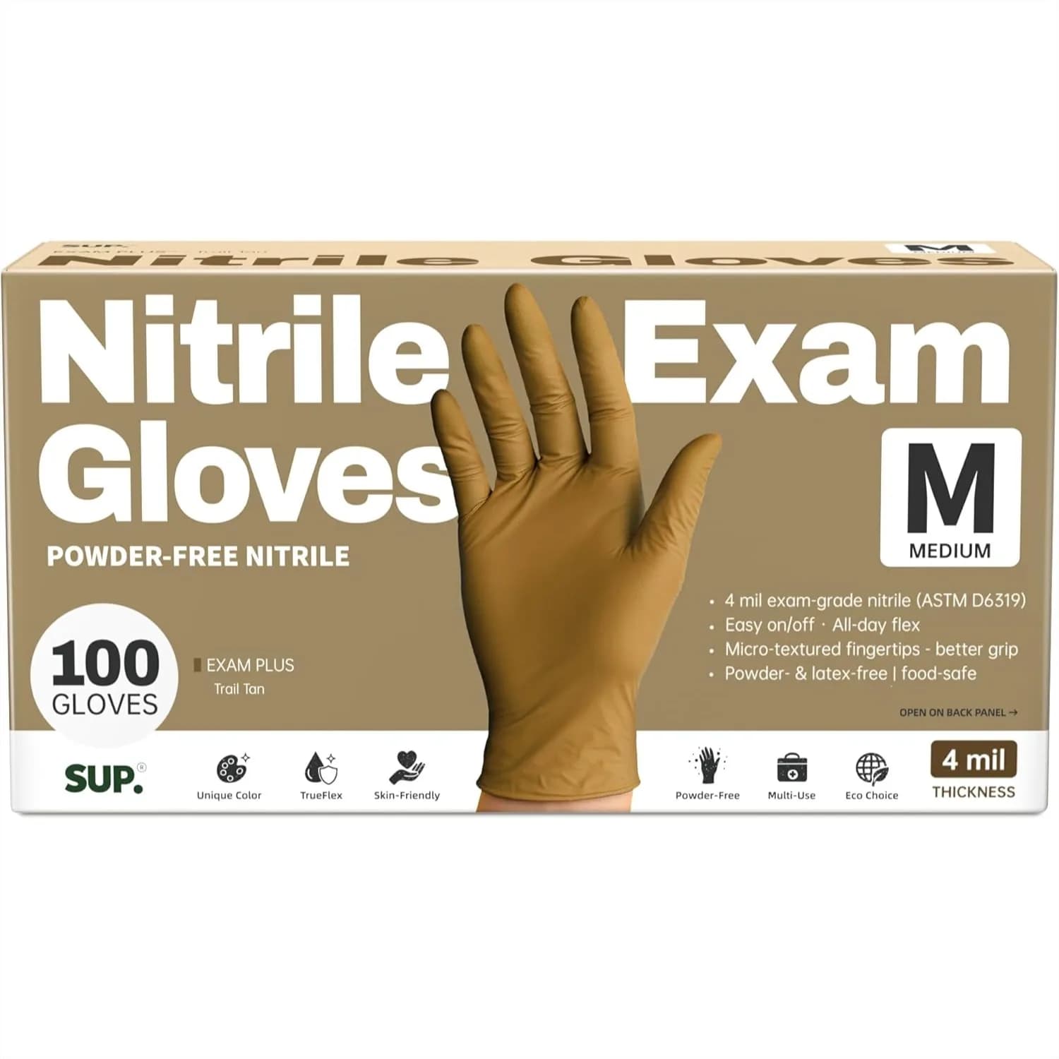 Guanti in Nitrile Senza Polvere SUP, Confezione da 100, Sicuri per Alimenti, Senza Lattice, Monouso per Uso Medico, Cucina, Pulizia e Preparazione Cibo