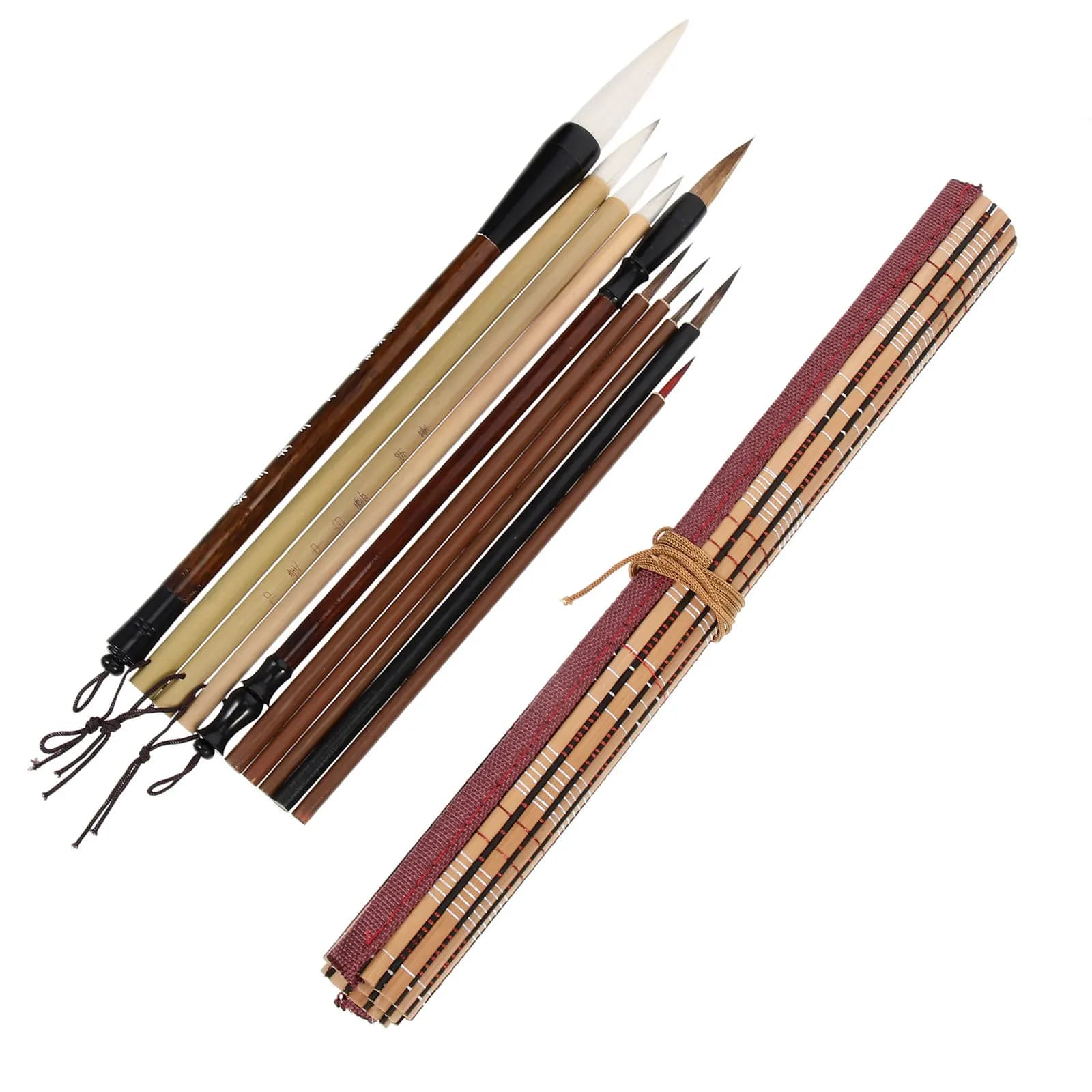 10Pcs Chinese Calligraphy Brush Set Premium Sturdy Materials Portable Lightweight for Kids Beginners Art Students Chinese Ink