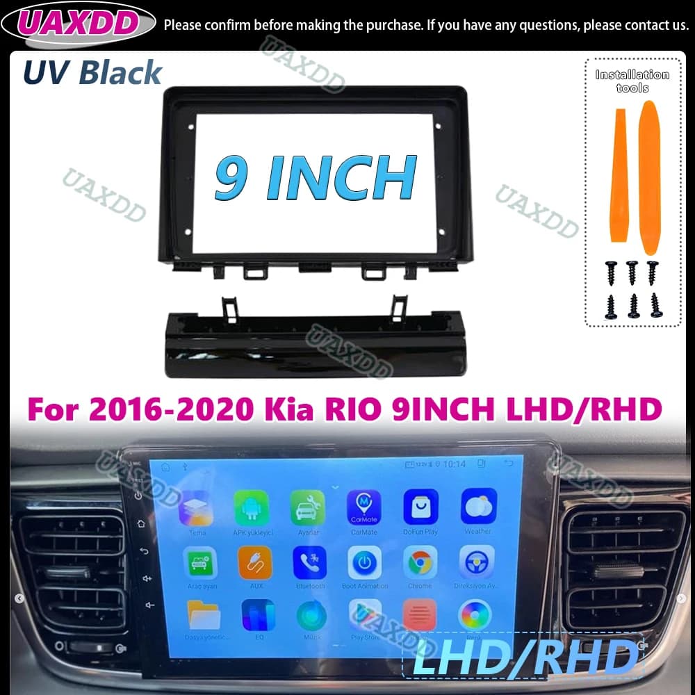 UAXDD TELAIO Per 2016-2020 Kia RIO 9 POLLICI 2 Din Auto Interni cavo radio stereo cablaggio video Android fascia adattatore Kit pannello mp5