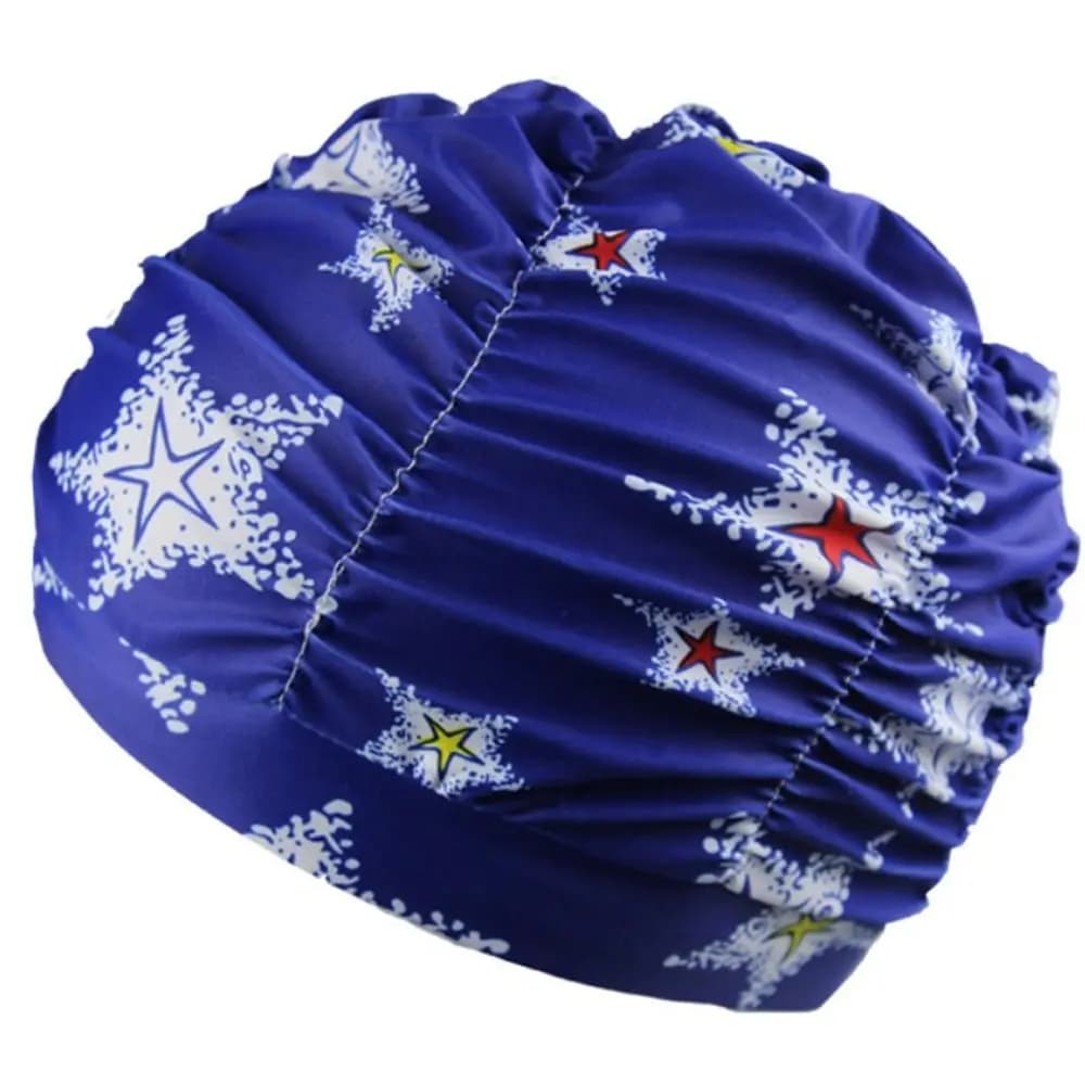 Printed Fabric Oversized Swimming Cap Breathable Quick Drying Hot Spring Swimming Cap Free Size Ear Protection Bathing Cap Sand