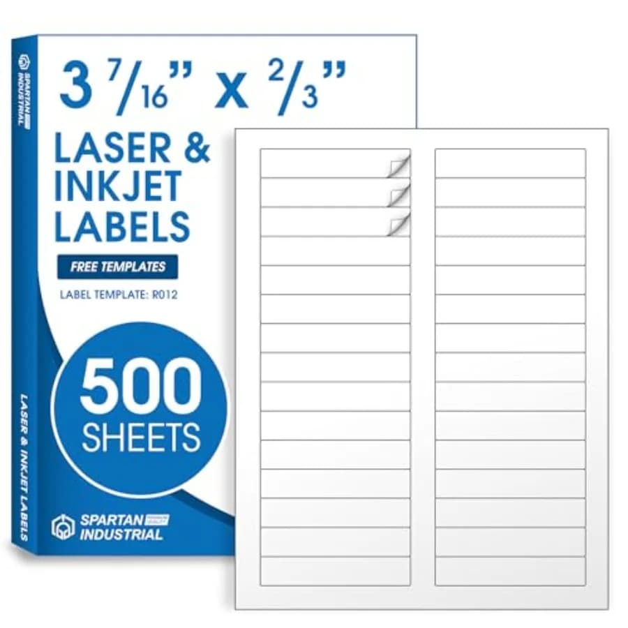2/ Etichette Bianche Opache Stampabili, 10 Adesivi per Cartelle, Indirizzi e Spedizioni, Compatibili con Stampanti Laser e a Getto d'Inchiostro - Modello R012