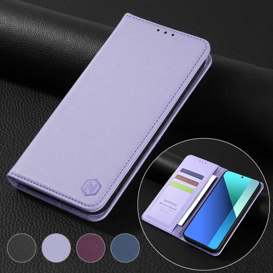 Custodia in pelle di vibrazione con slot magnetico per la pelle del portafoglio per Xiaomi Redmi Note 13 12S 11 10 9 Pro 13C 12C 10C 9A 9C 13T 11T Poco C65
