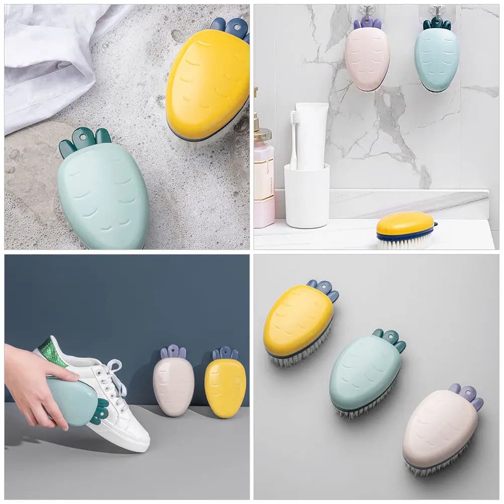 Set di 3 Spazzole per Scarpe Design a Carota, Spazzola Multiuso per Pulizia di Vestiti e Sneaker