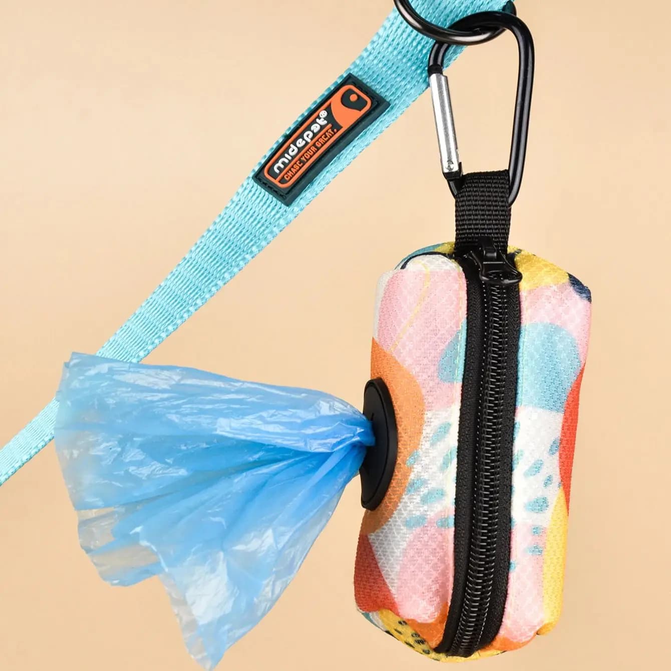 Dispenser porta sacchetti per cacca per animali domestici dal design astratto con stampa di design carino senza borsa e guinzagli per cacca possono attaccare con qualsiasi guinzagli per cani