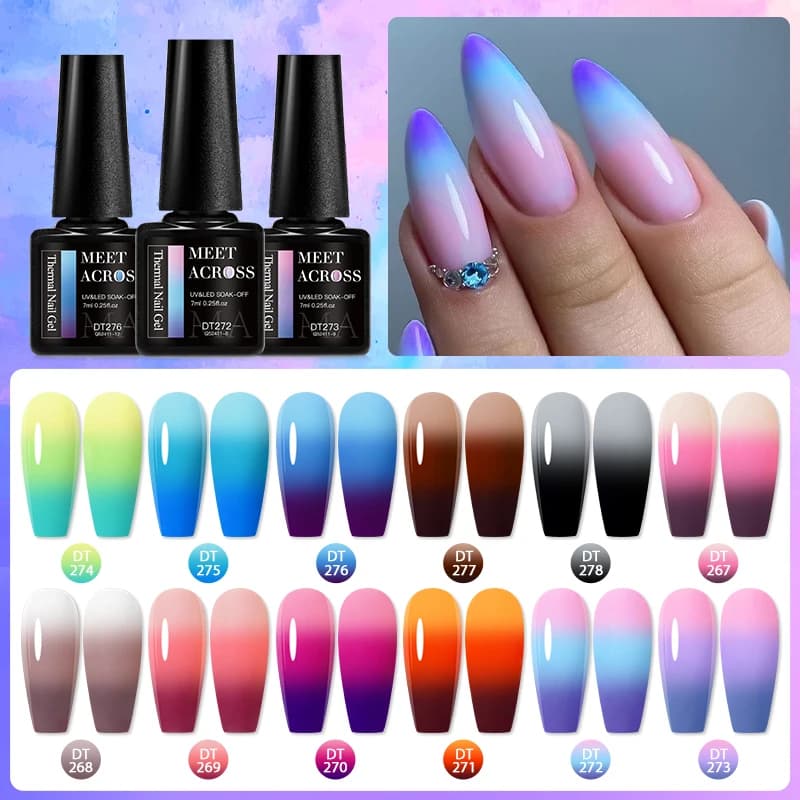 Set Gel Termico Smalto Per Unghie 3 Strati Temperatura Cambiante Colore Smalto Semi Permanente Soak Off Colla UV Nail Art Gel Polish