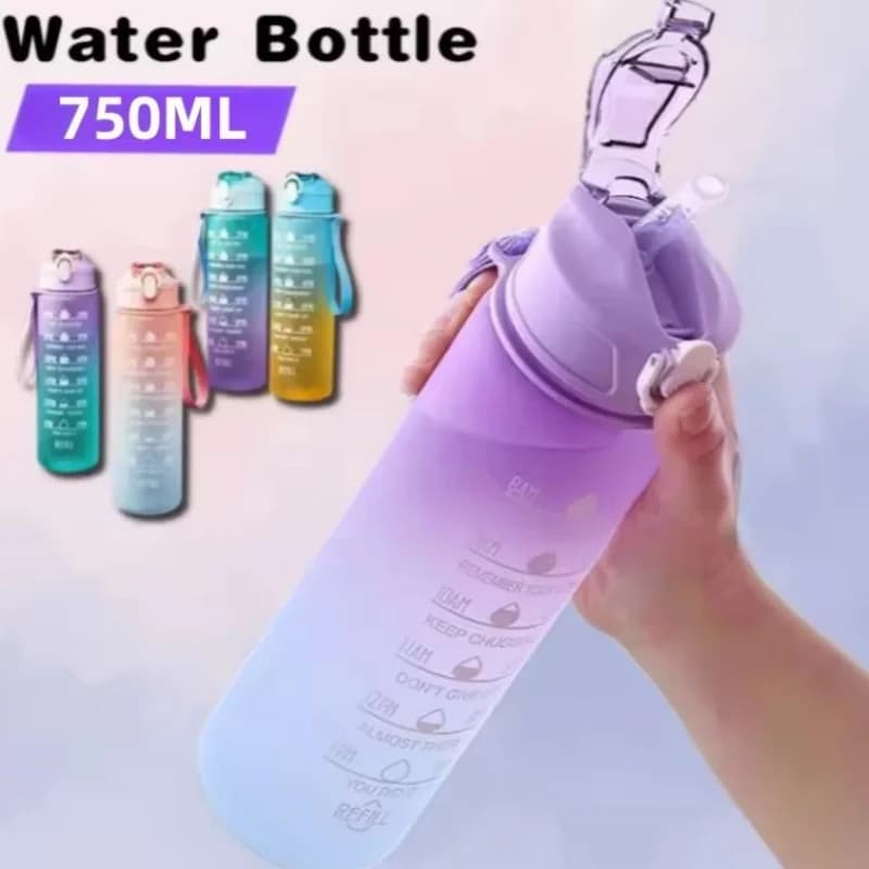 750 ml sports bottle with time indicator Lose-proof cup Portable motivational bottle for outdoor sports Fitness BPA free
