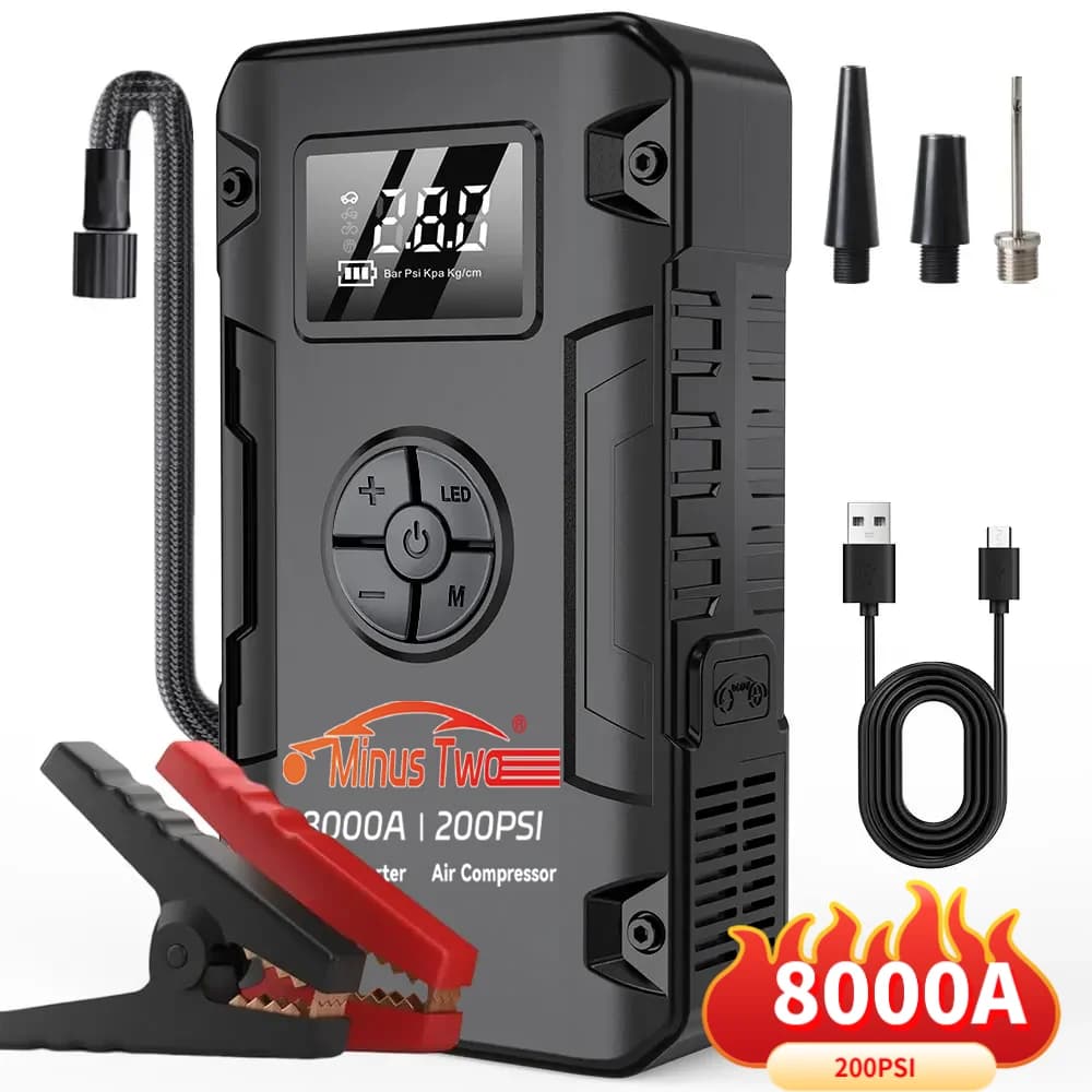 Avviatore d'Emergenza Wireless per Auto 8000A Peak - Booster Batteria Portatile e Alimentatore per Auto, Alimentazione di Backup Tutto-in-Uno per Veicoli
