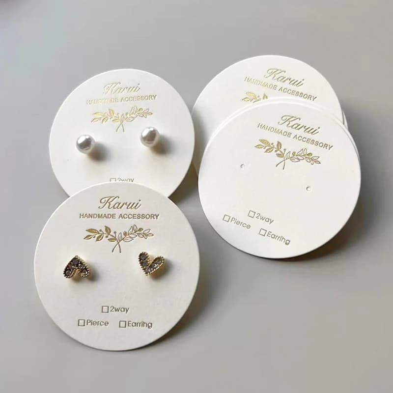 Scheda espositiva per orecchini personalizzata Carta per nail art Carta per collana Porta gioielli fai da te Confezione per etichette per piccole imprese con logo dorato