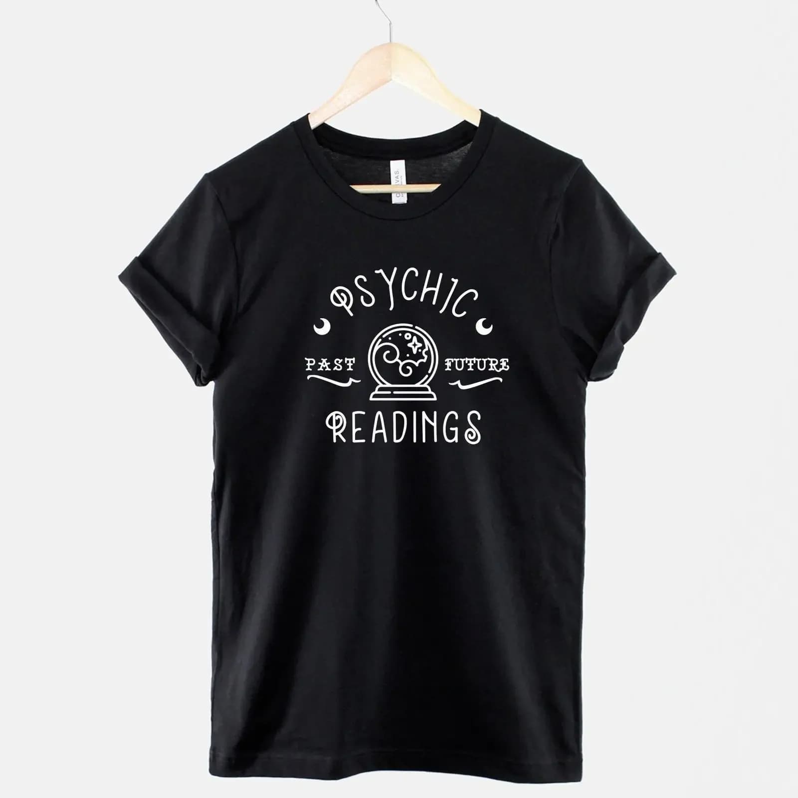 T-shirt Letture Psichiche Gotica Tarocchi Strega Spirituale per Amanti Vintage Lavata Versatile Morbida Unisex Moda Confortevole