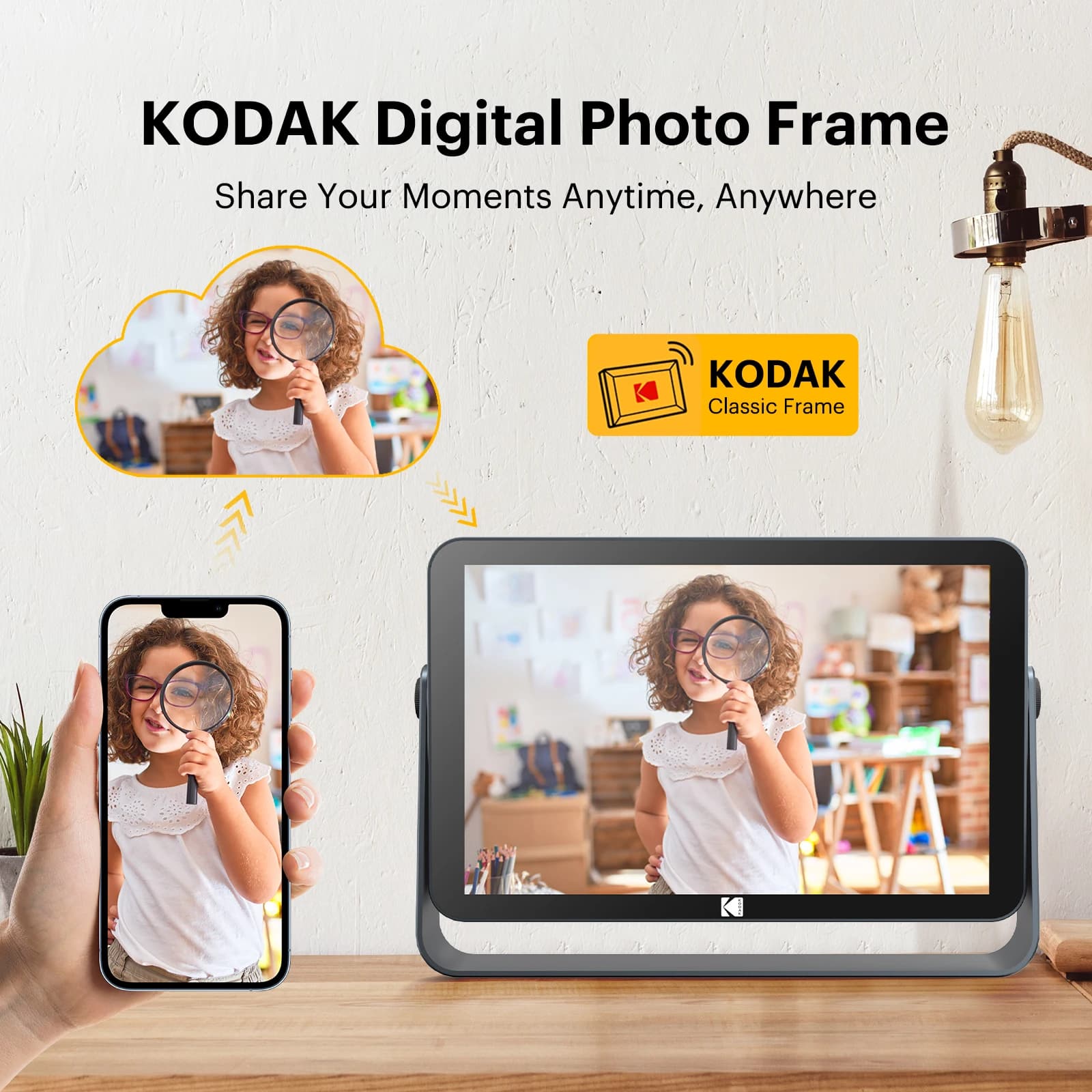 Kodak 10.1 Inch Digital Photo Frame Built-in Battery,1920*1200 FHD Touch Wide Picture Screen with 32GB Storage One Year Warranty
