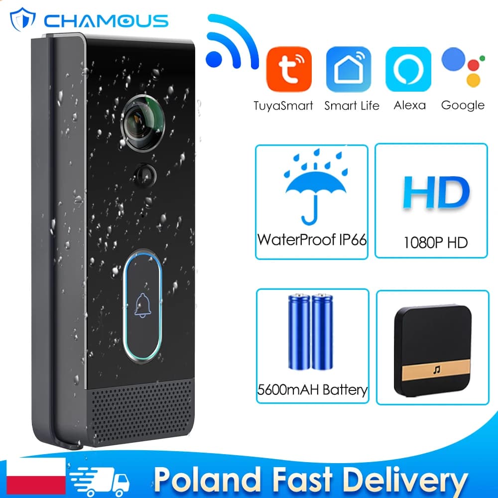 Tuya video intercom WiFi outdoor doorbell waterproof IP65 battery intercom Smart Home Google Alexa wireless video intercom outdoor wireless doorbell for homes Video intercom smart home