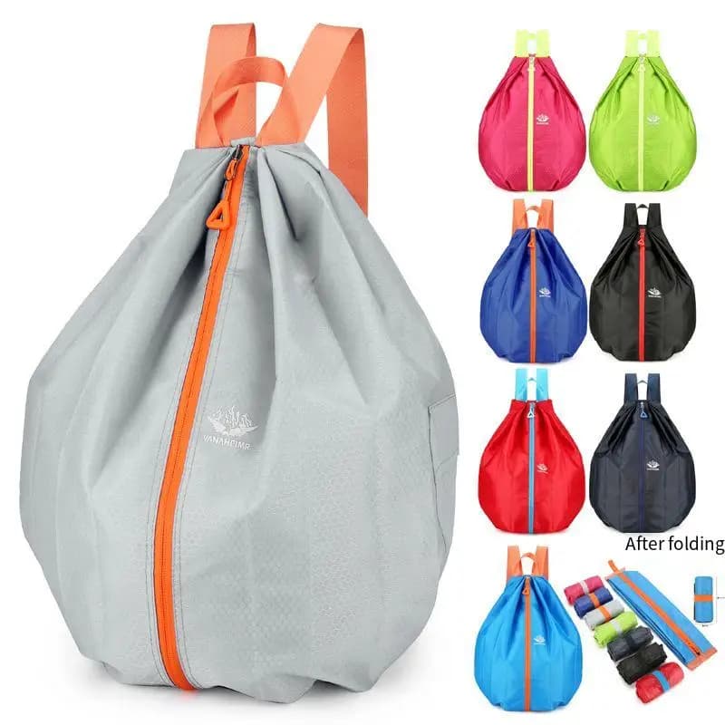 Fashionable Leather Bag Foldable Sports Backpack Outdoor Travel Bag Double Handbag Water Resistant for Active Life