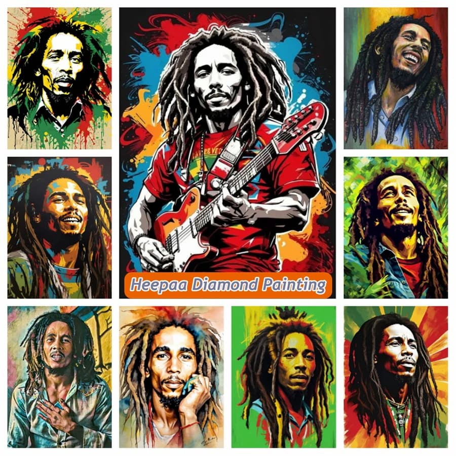 Bob Marley Portrait Graffiti Art Diy 5d Full Diamond Painting Kits Famous Singer Cross Stitch Embroidery Handcraft Room Decor