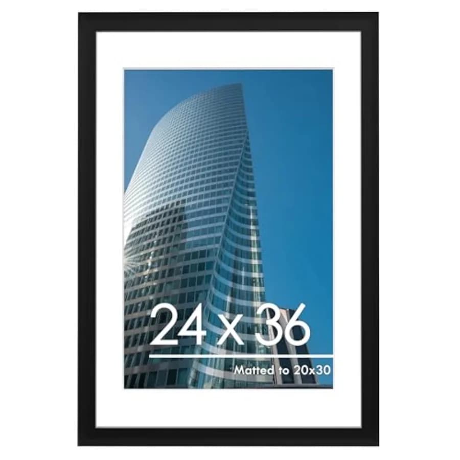 Poster Frame Display Pictures 20 x 30 with Mat or 24 x 36 Without Mat Poster Frames 24 x 36 Inch for Wall Mounting Display