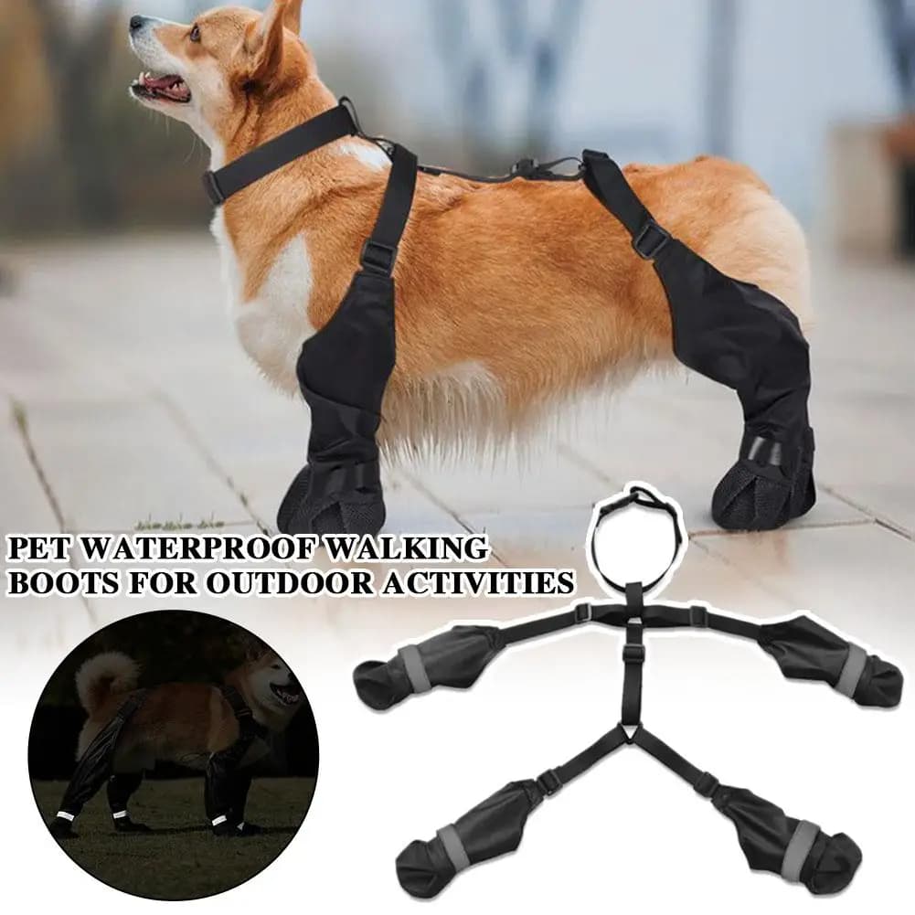 Stivali con Bretelle per Cani, Scarpe Impermeabili per Animali Domestici, Protezioni per Zampe di Cani, Stivaletti Regolabili per Pioggia e Neve, per Passeggiate, Corsa ed Escursionismo all'Aperto