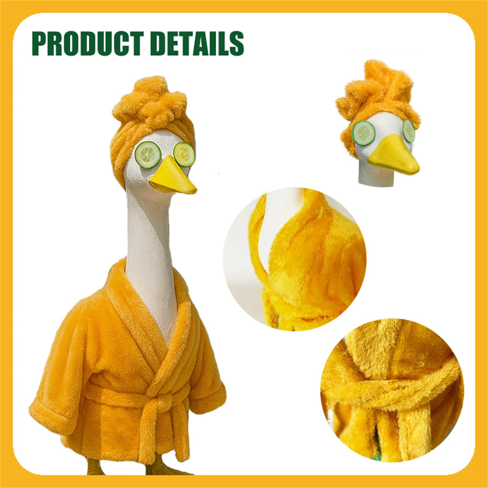 Elegant Bathrobe Porch Goose Outfit Set Creative Porch Goose Statue Decor Clothing (bathrobe + headscarf + 2 cucumber slices)