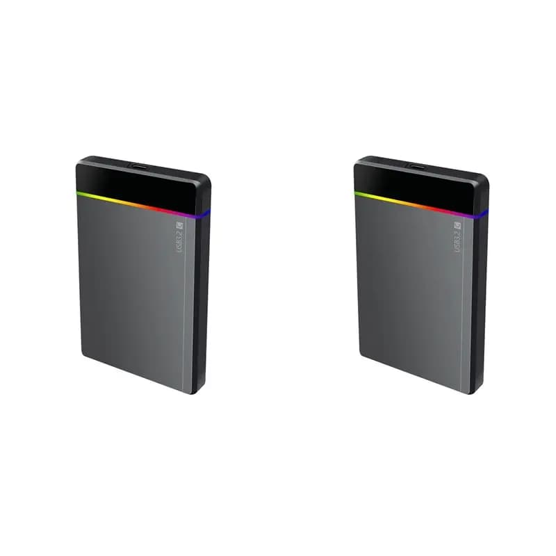 【REGALO】2 set di custodie RGB per HDD/SSD da 2,5 pollici di tipo C, da SATA a USB3.2 Gen1, 5 Gbps, custodia esterna per disco rigido HD, senza attrezzi