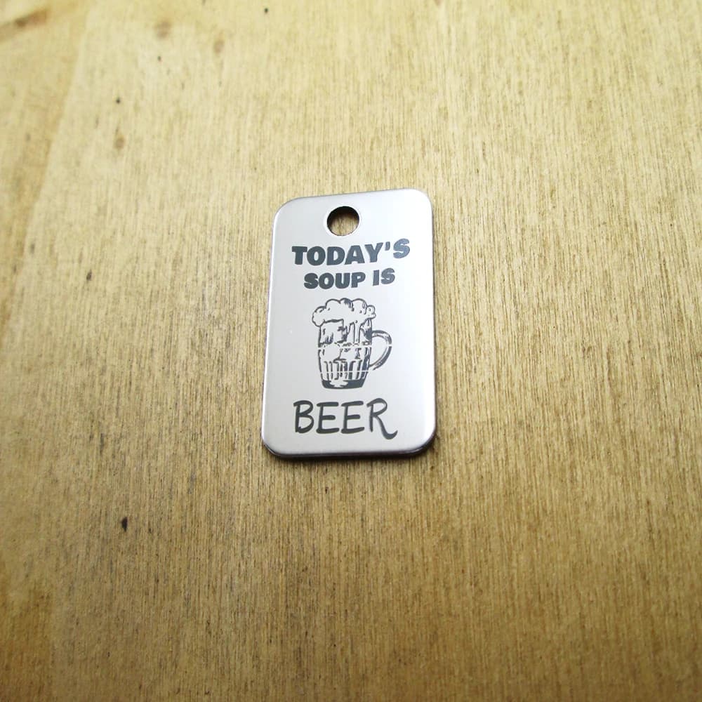 20 pieces: today's soup is a beer, stainless steel pendants, pendants with laser engraved diy pendants