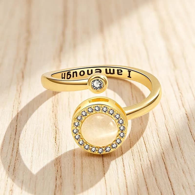Luxury Fidget Round Crystal Spinner Ring Rotatable Anti Anxiety Finger Jewelry Ladies Banquet Rings Gifts Relax Accessories