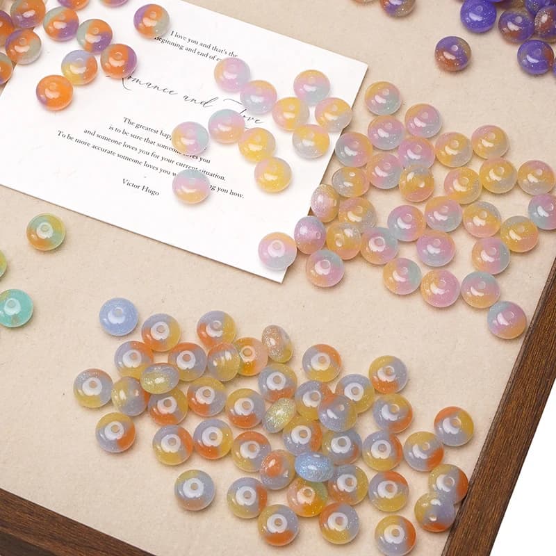 10pcs Fine Flash Resin Abacus Round Loose Spacer Decoration Beads For Jewelry Making DIY Bracelet Necklace Handmade Accessories