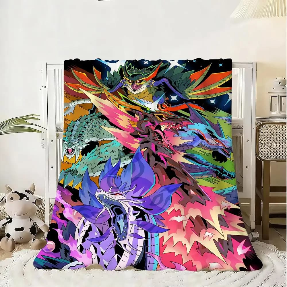 Coperta in flanella per bambini Hot Game Monster Hunter Wilds, morbida, calda, antistatica, lavabile, per tutte le stagioni