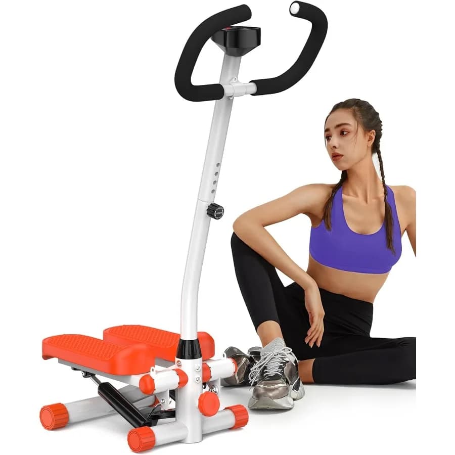 Mini Stepper with Handlebar for Stepper Exercises for Stairs with Resistance Band Stepper Machine for Hydraulic Fitness for Home 330 Lbs W