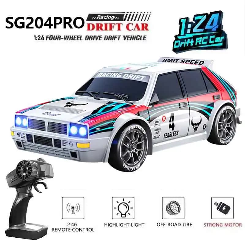 Car RC 4WD 1/24 2.4G High Speed with Drift, Remote Control, 20 Km/h, LED Lights, Model GTR Remote Control, Gift for Boys