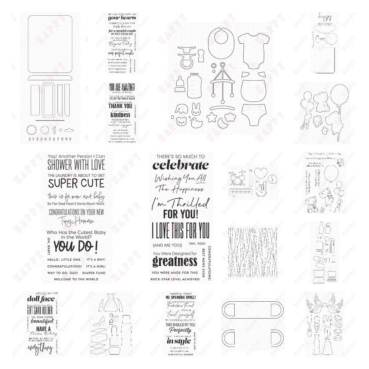 Metal Cutting Dies Stamps Birthday Balloon Strings Money Scrapbook Diary Decoration Paper Craft Embossing Template Diy Handmade