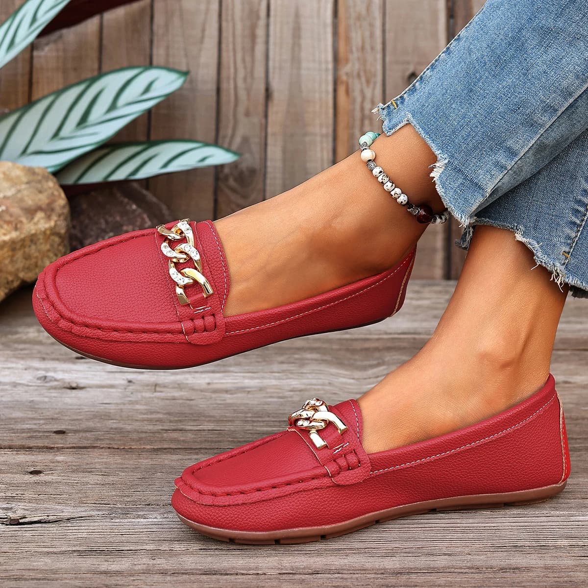 Plus Size Shoes, Slip-On Women's Shoes, Flat Loafers, Soft Sole, Leather, Non-Slip, Durable