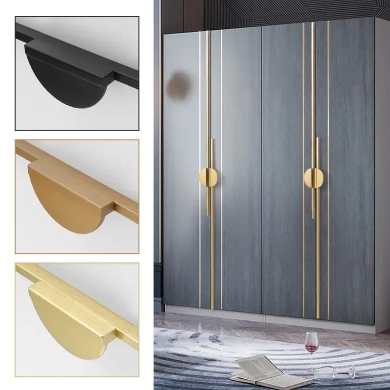 Manopole per cassetti per porte dell'armadio da bancone rotonde moderne semplici in bronzo dorato Maniglie per mobili Maniglie per porte dell'armadio da cucina Hardware