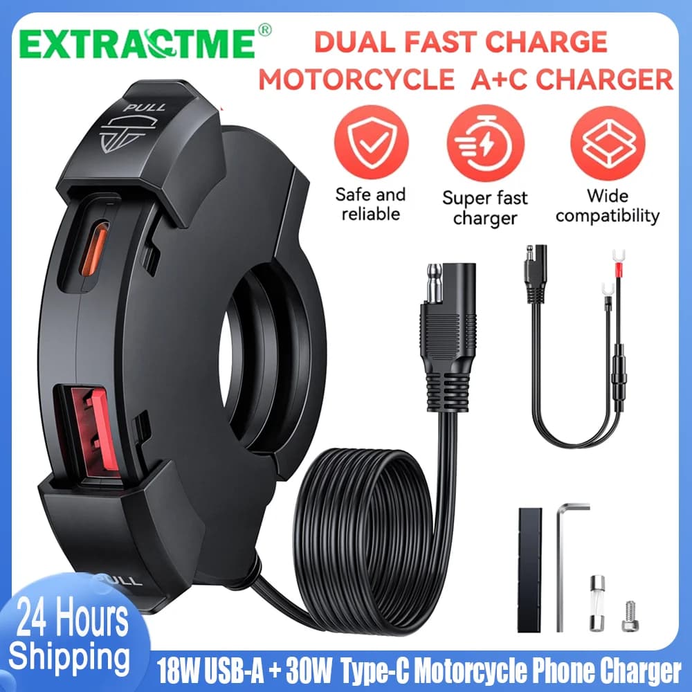 USB Quick Charger for New Motorcycle 12V With Cell Phone Door Type C Power Adapter with Waterproof Motorcycle Adapters socket