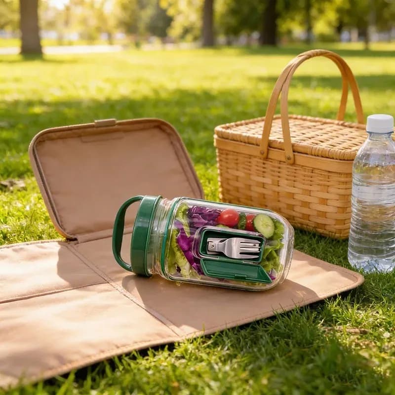 Ciotola per Insalata Portatile Antisgocciolamento, Contenitore Tutto-in-Uno Riutilizzabile per Alimenti, Mantiene il Cibo Fresco, Regalo per Pasti