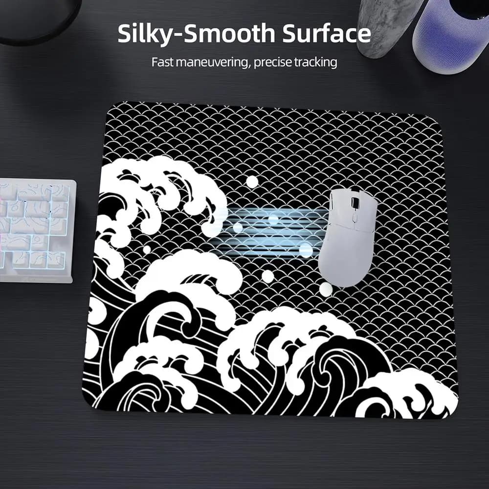 Tappetino per mouse da gioco con illustrazione Ukiyo-e Wave, tappetino da scrivania antiscivolo, tappetini per mouse da 40X45 cm con bordo cucito, accessori per PC, tappetini da gioco