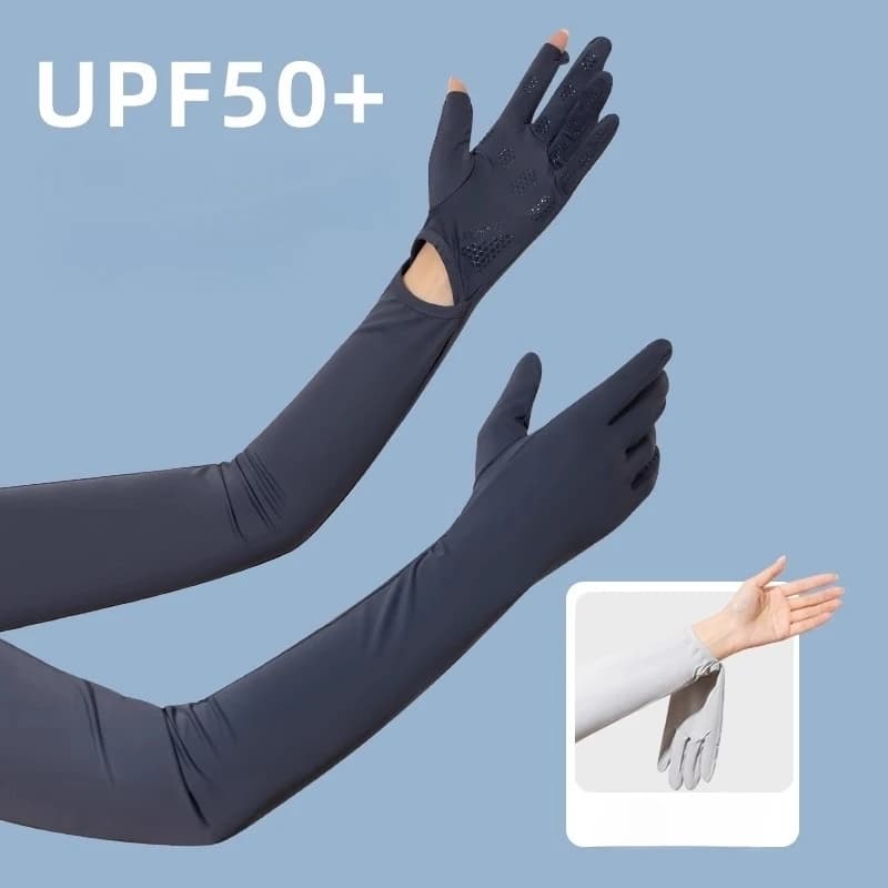 Guanti da donna con protezione UV e maniche in seta ghiacciata – per ciclismo, scooter elettrico, guida – Indispensabili per le donne