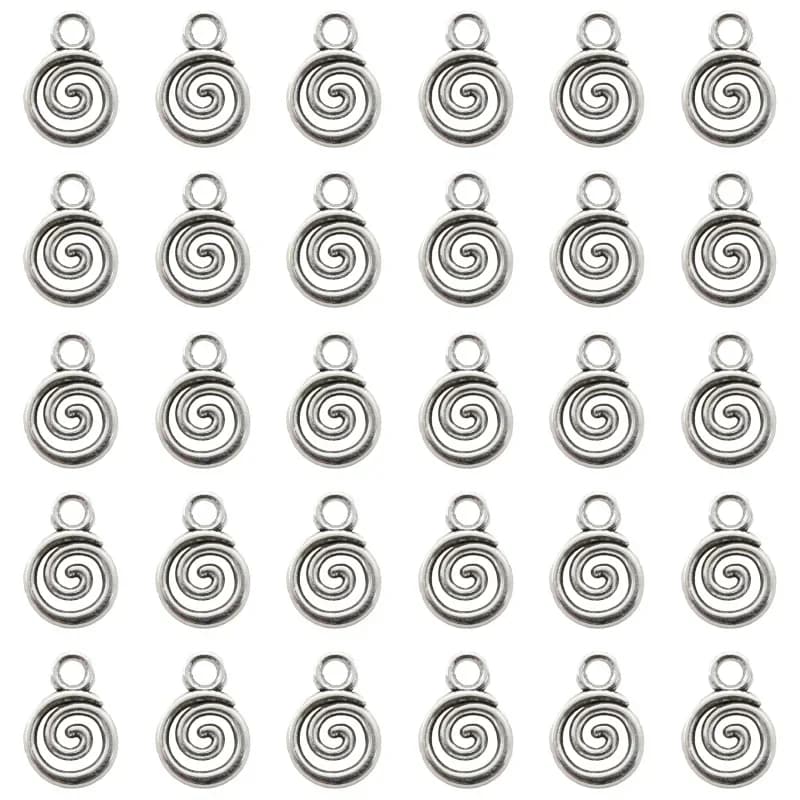 30 pieces of pendants with antique silver plated whirlpool sign, metal alloy pendants for diy earrings, necklaces, bracelets, jewelry creation