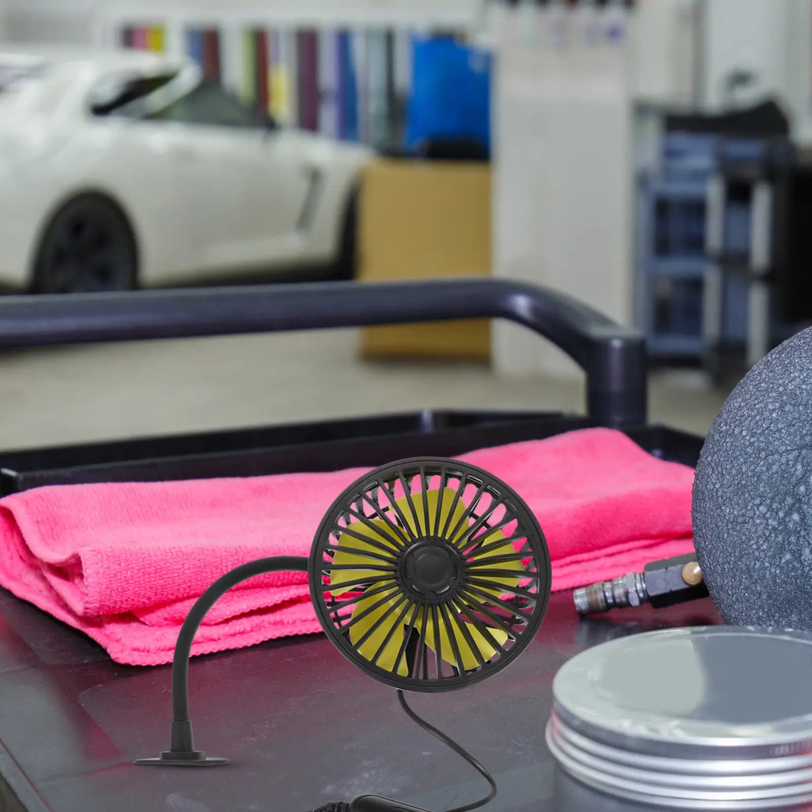 Ventilatore per Sedile Posteriore Auto, Piccolo Ventilatore Elettrico Regolabile per Auto e Camion, Ventilatore Estivo per Auto