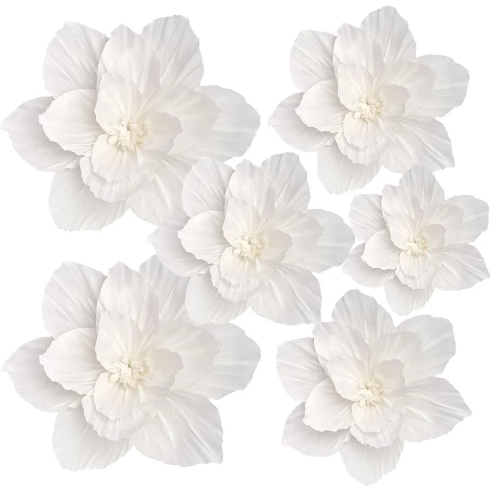 6 pezzi di fiori di carta decorazione da parete artificiale fiori di carta velina 3D matrimonio compleanno arredamento della camera bianco avorio nuziale baby shower