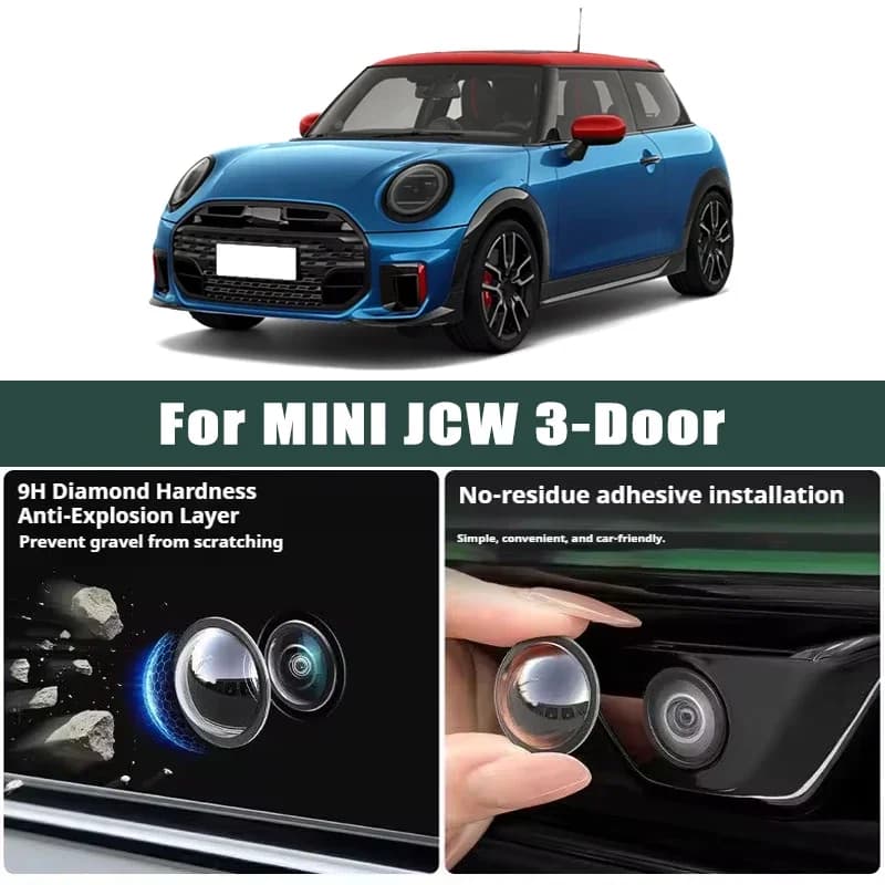 Protezione per l'obiettivo della telecamera per auto, 2 pezzi, copertura per telecamera posteriore, protezione per telecamera, antigraffio, impermeabile, per MINI JCW 3 porte